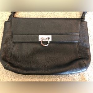 Salvatore Ferragamo black leather Abbey purse with adjustable strap